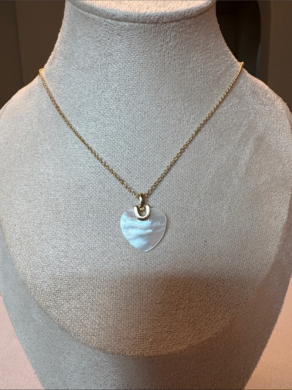 LOFT Gold-Tone Chain Necklace with White Mother-of-Pearl Heart Pendant